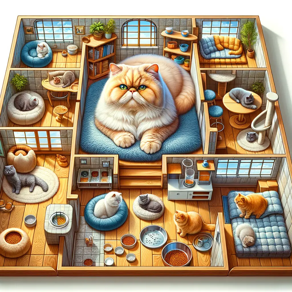 Optimal Persian cat habitat showcasing effective home organization for cats, Persian cat care, and multiple cats management in a cat-friendly home setup