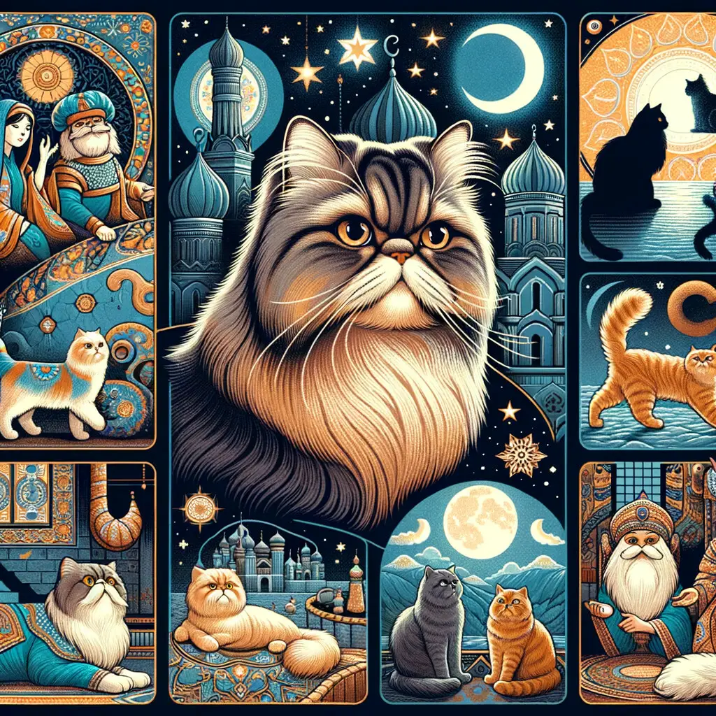 Persian Cats in global folklore and mythology, showcasing their cultural significance, symbolism, history, and roles in traditional stories and world myths.