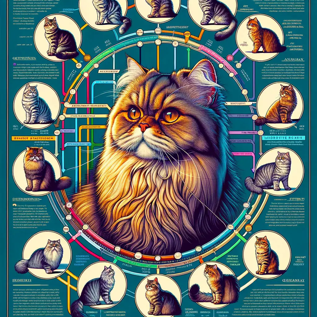 Enchanting illustration of Persian Cats history, showcasing their rich ancestry, origins, and unique heritage for a deep understanding of the Persian Cat breed's background and origin story.