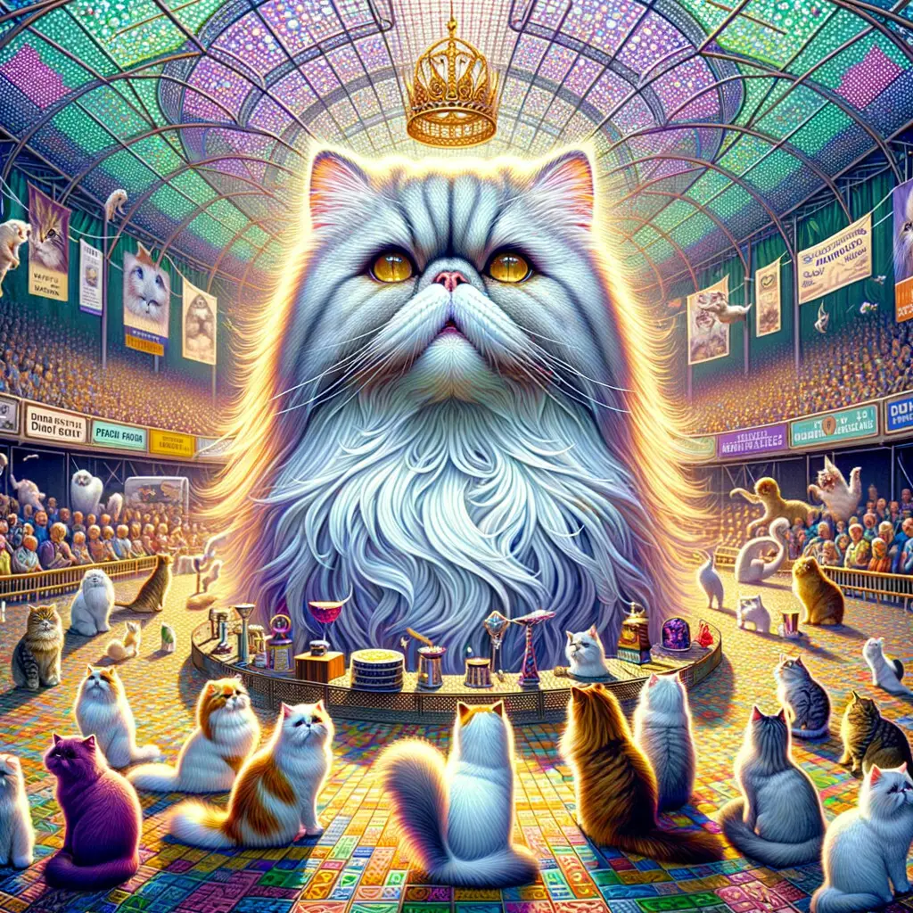 Persian cats competing at a vibrant Persian Cat Show, with a guide and tips for participating in the fascinating world of cat shows.